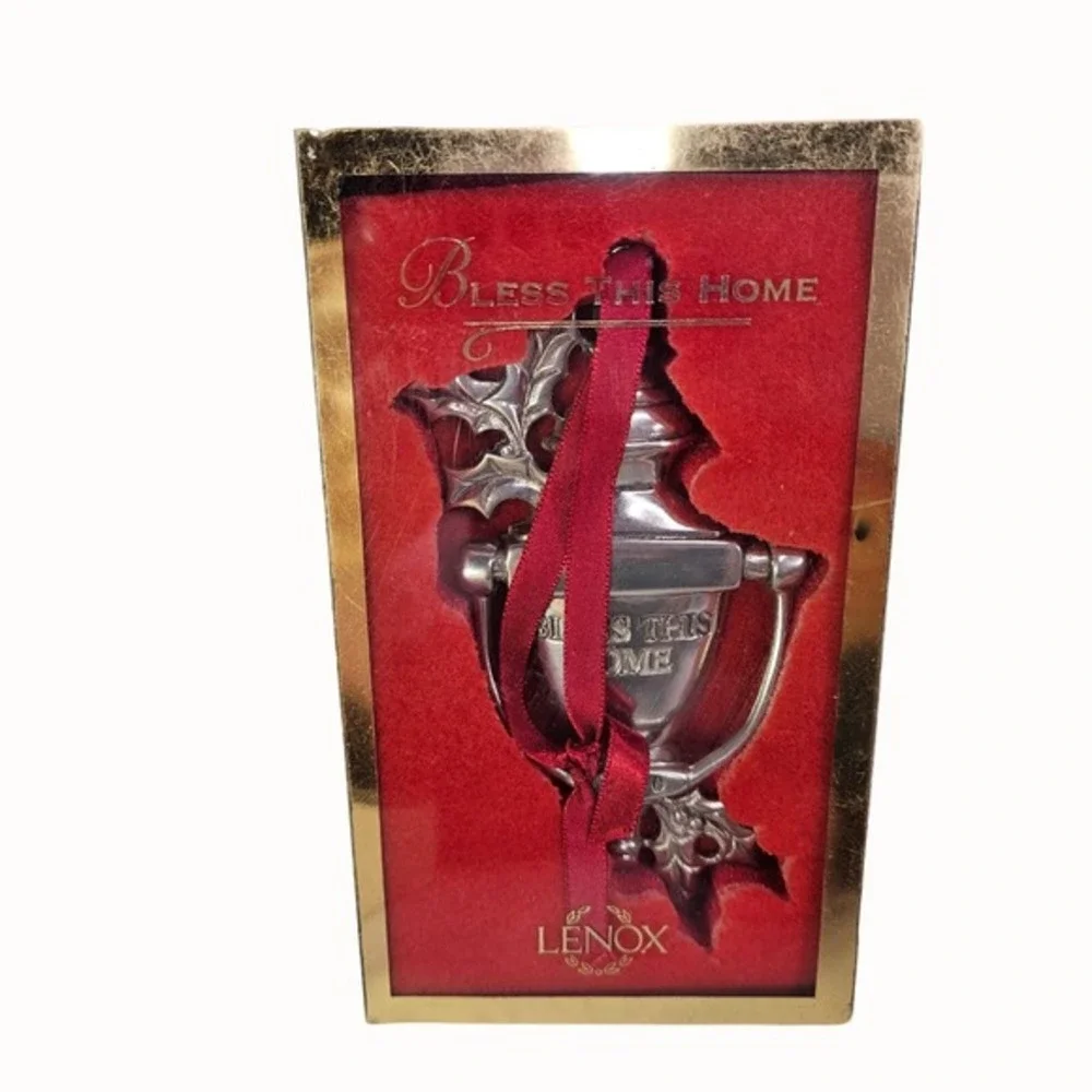 Lenox Kirk‎ Stieff Collection Pewter Bless This Home Door Knocker Ornament Vtg